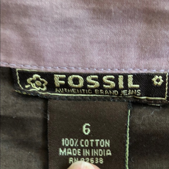 Fossil Brown & Cream Mini Skirt Side Zipper & Tie Women's Size 6. (K) - Picture 2 of 2